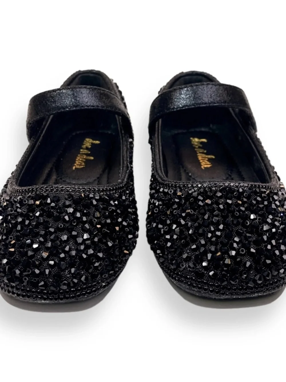 Doe A Dear | Bead Stone Flat Shoes | Black Rhinestone | Size 31
